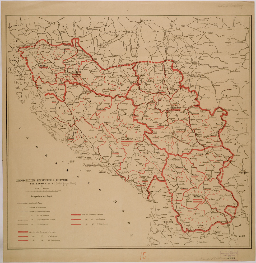 (N:29535) CIRCOSCRIZIONE MILITARE DEL REGNO S.H.S. (SE003348) Carte e stampe antiche: riproduzione a colori su carta (formato A1)