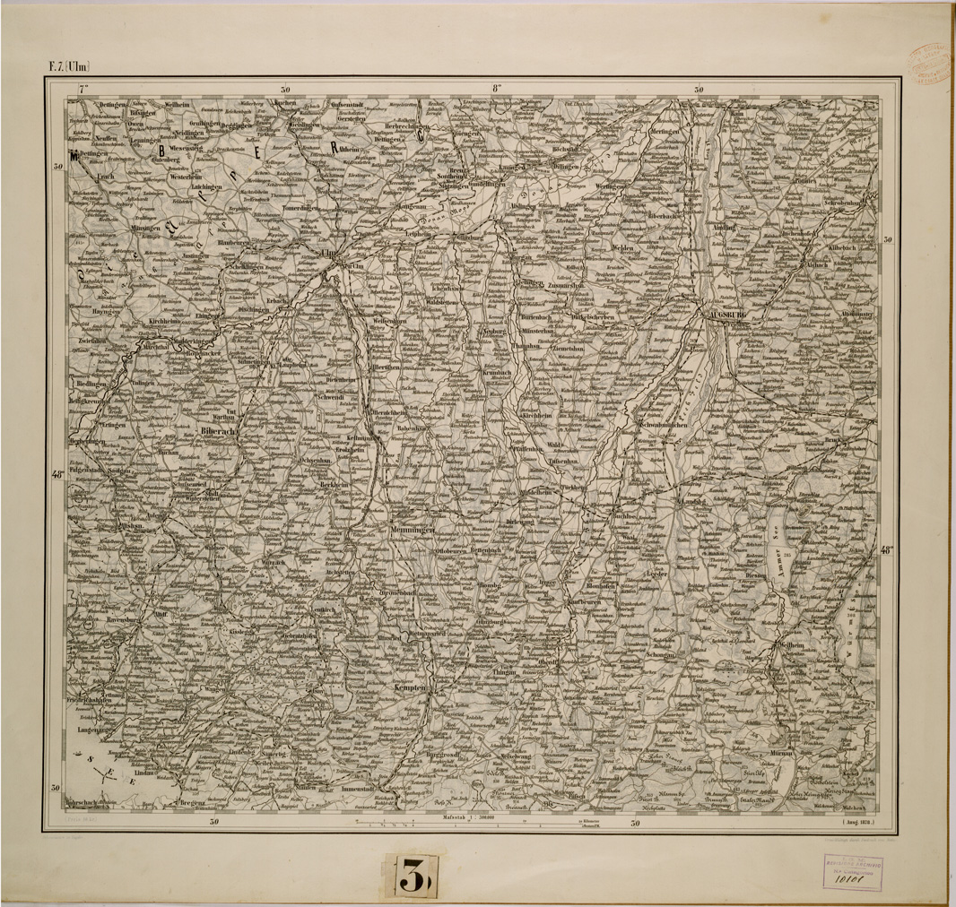 (N:29536) FOGLIO 7 - ULM (SE003349) Carte e stampe antiche: riproduzione a colori su carta (formato A1)