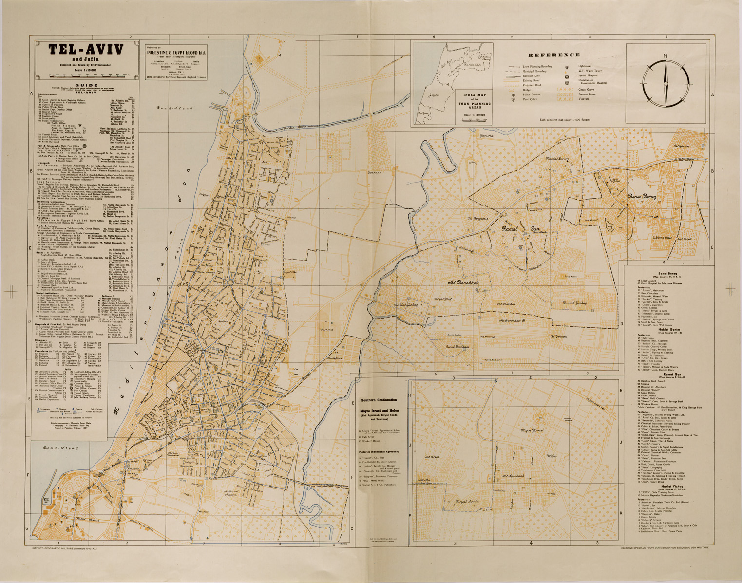 (N:29560) TEL AVIV AND JAFFA (SE003383) Carte e stampe antiche: riproduzione a colori su carta (formato A1)