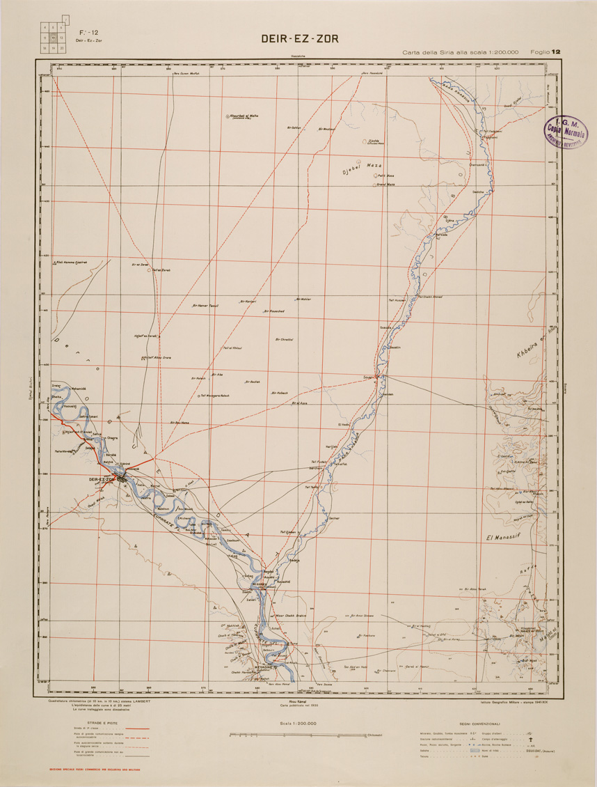 (N:29588) CARTA DELLA SIRIA - FOGLIO 12 - DEIR - EZ - ZOR (SE003404) Carte e stampe antiche: riproduzione a colori su carta (formato A1)
