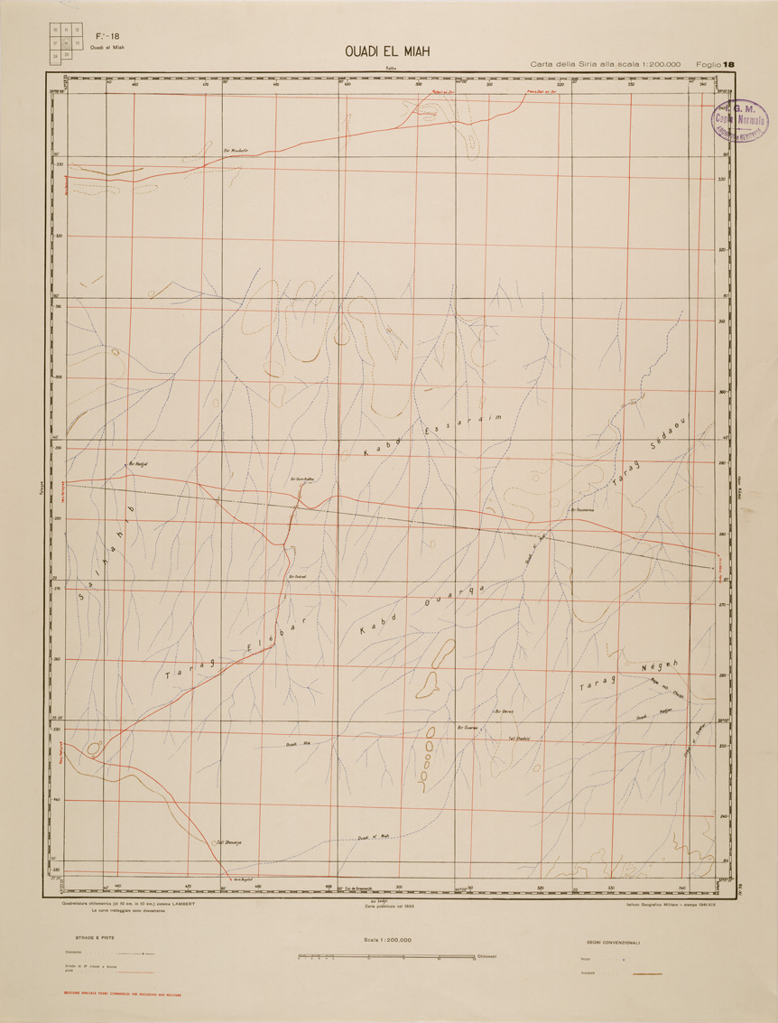 (N:29598) CARTA DELLA SIRIA - FOGLIO 18 - OUADI EL MIAH (SE003410) Carte e stampe antiche: riproduzione a colori su carta (formato A1)