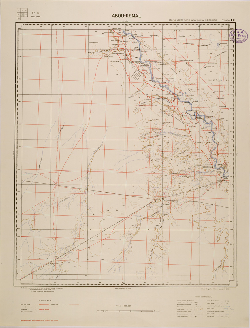 (N:29600) CARTA DELLA SIRIA - FOGLIO 19 - ABOU - KEMAL (SE003411) Carte e stampe antiche: riproduzione a colori su carta (formato A1)