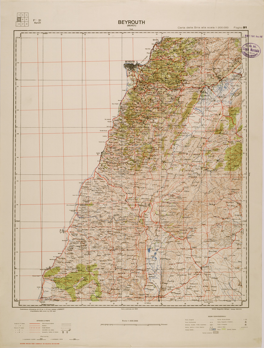 (N:29605) CARTA DELLA SIRIA - FOGLIO 21 - BEYROUTH ( BEIRUT ) (SE003413) Carte e stampe antiche: riproduzione a colori su carta (formato A1)