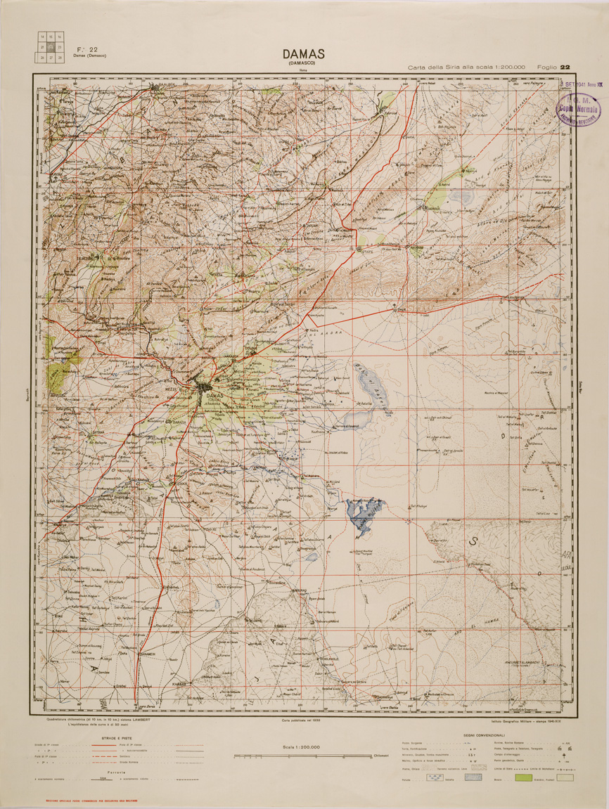 (N:29615) CARTA DELLA SIRIA - FOGLIO 22 - DAMAS ( DAMASCO ) (SE003414) Carte e stampe antiche: riproduzione a colori su carta (formato A1)