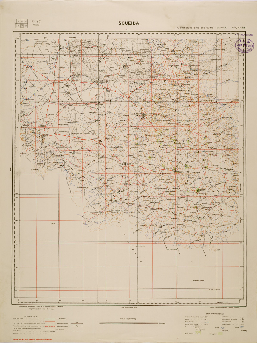(N:29631) CARTA DELLA SIRIA - FOGLIO 27 - SOUEIDA (SE003419) Carte e stampe antiche: riproduzione a colori su carta (formato A1)