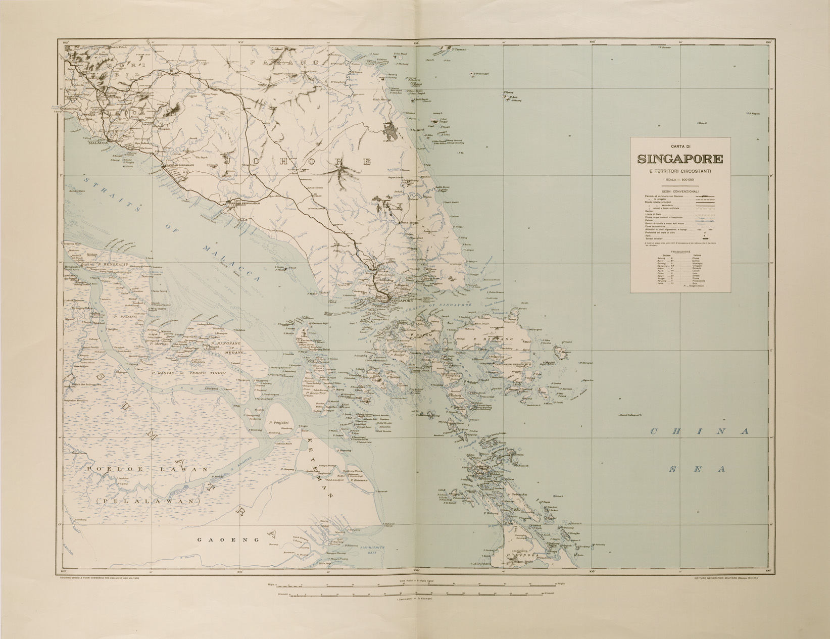 (N:29646) CARTA DI SINGAPORE E TERRITORI CIRCOSTANTI (SE003486) Carte e stampe antiche: riproduzione a colori su carta (formato A1)