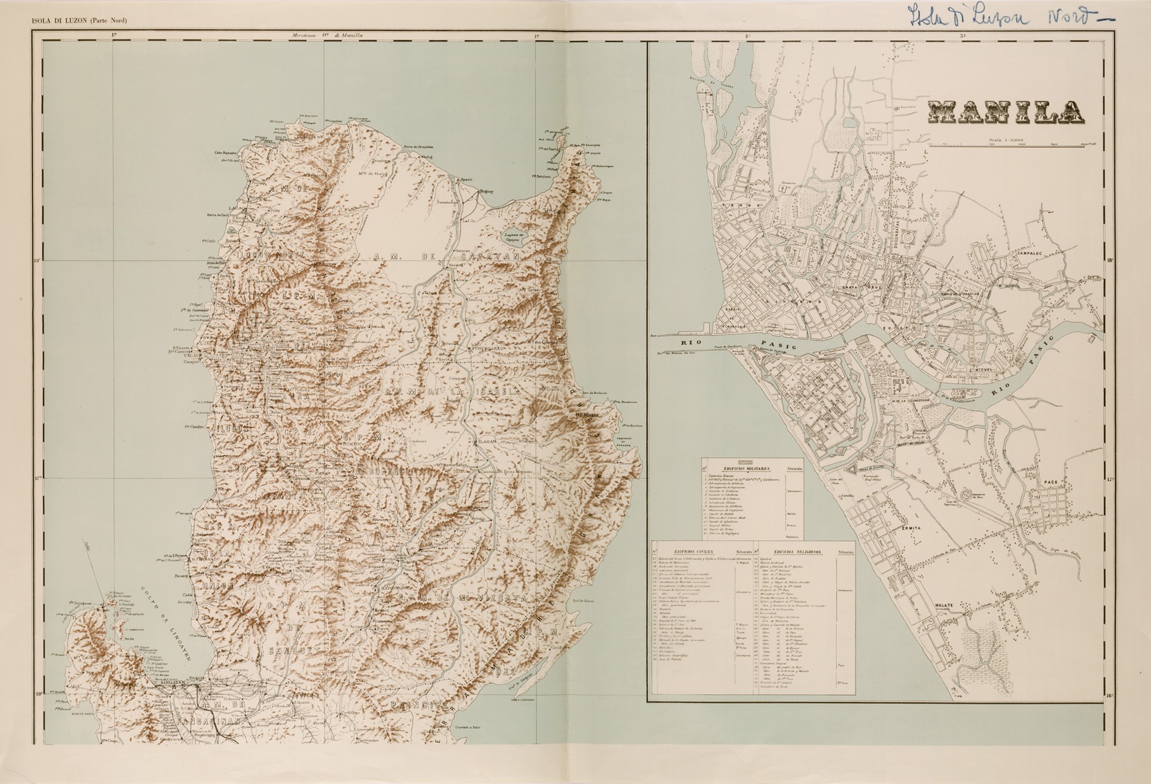 (N:29647) CARTA MILITARE DELL' ISOLA DI LUZON - PARTE NORD (SE003488) Carte e stampe antiche: riproduzione a colori su carta (formato A1)