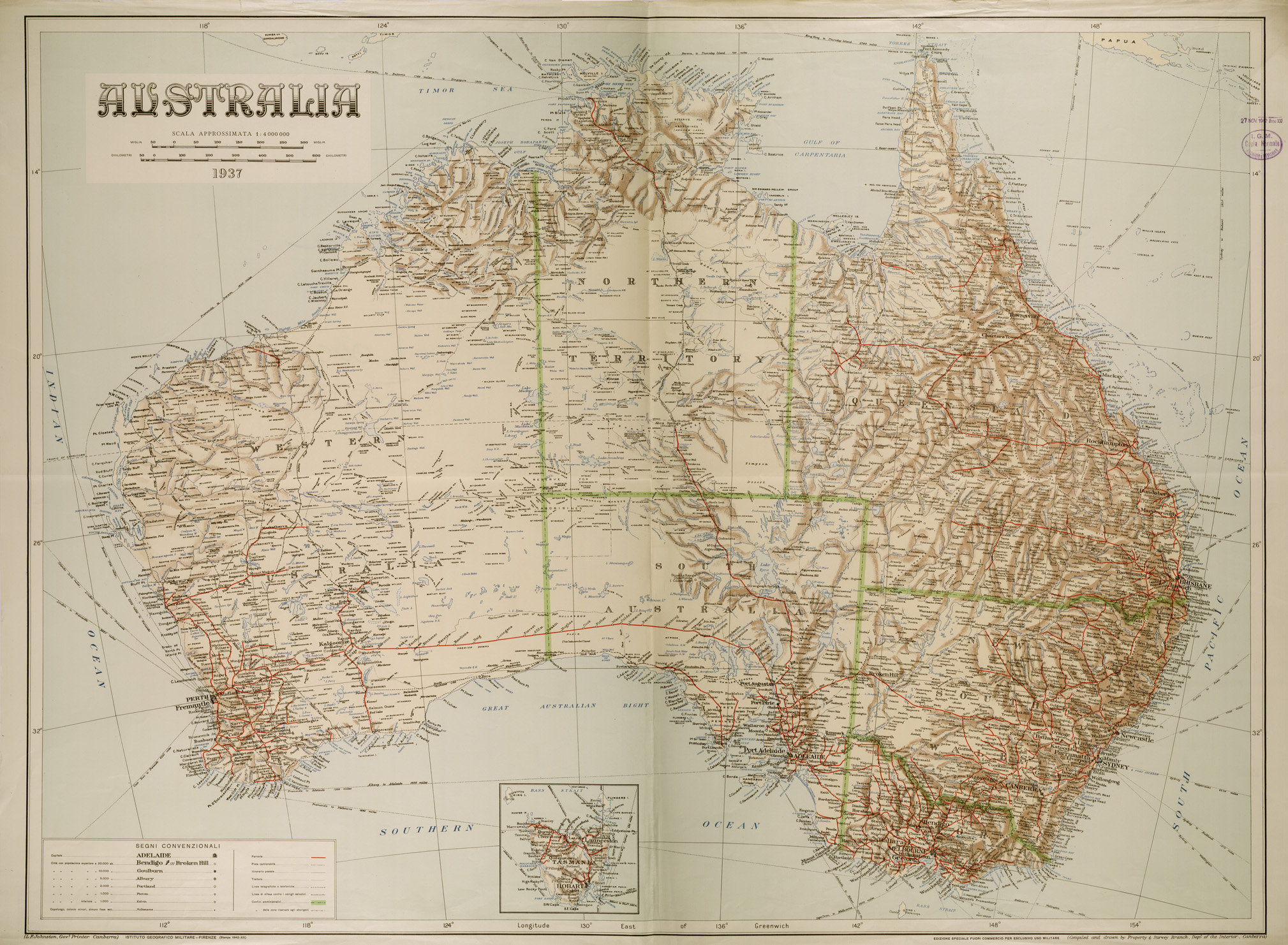 (N:29653) AUSTRALIA (SE003499) Carte e stampe antiche: riproduzione a colori su carta (formato A1)