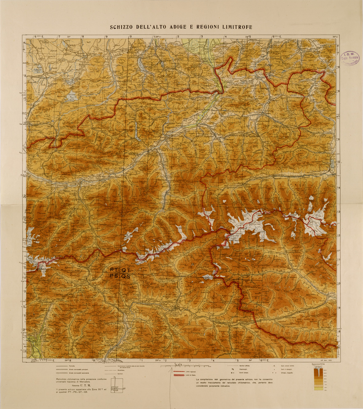 (N:29668) SCHIZZO DELL' ALTO ADIGE E REGIONI LIMITROFE (SE003514) Carte e stampe antiche: riproduzione a colori su carta (formato A1)