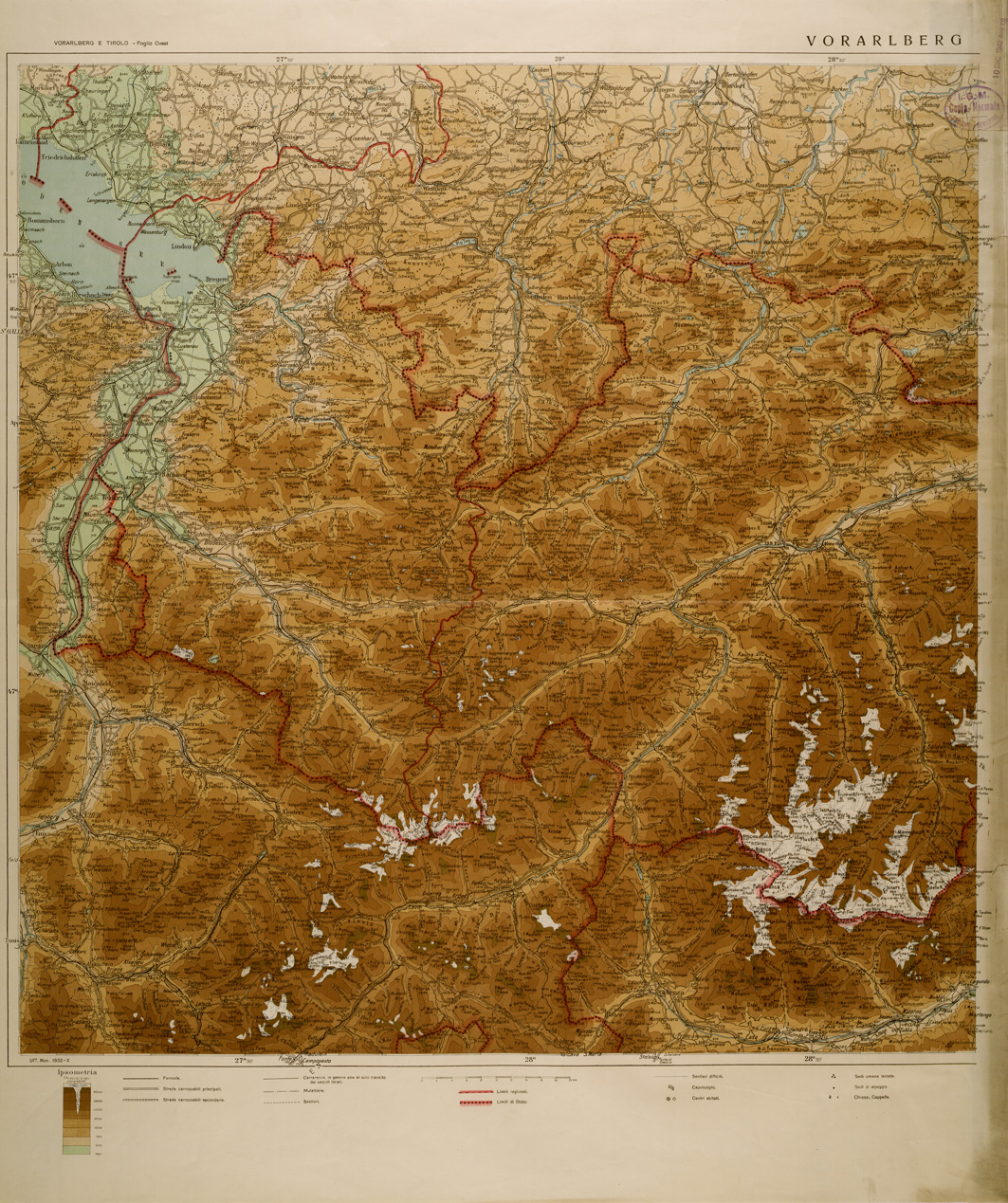(N:29670) VORARLBERG E TIROLO - FOGLIO OVEST (SE003516) Carte e stampe antiche: riproduzione a colori su carta (formato A1)