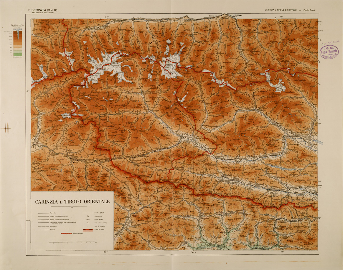 (N:29692) CARINZIA E TIROLO ORIENTALE - FOGLIO OVEST (SE003521) Carte e stampe antiche: riproduzione a colori su carta (formato A1)