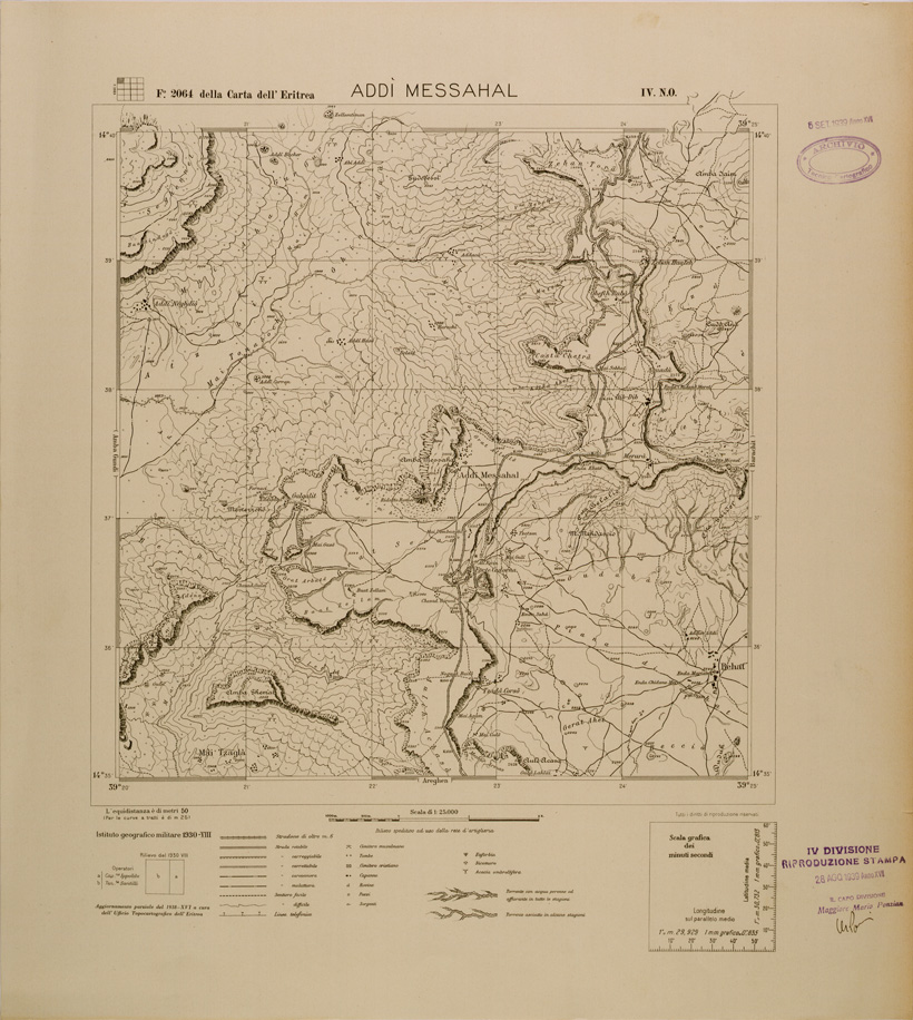(N:29662) CARTA DELL'ERITREA - FOGLIO 2064 IV NO - ADDI MESSAHAL 
 (SE003553) Carte e stampe antiche: riproduzione a colori su carta (formato A1)