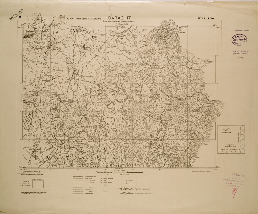 (N:29665) CARTA DELL'ERITREA - FOGLIO 2064 IV NE I NO - BARACHIT
 (SE003555) Carte e stampe antiche: riproduzione a colori su carta (formato A1)
