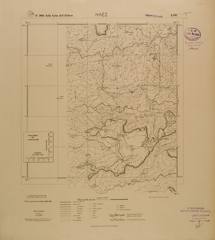 (N:29667) CARTA DELL'ERITREA - FOGLIO 2063 I SE - HAEZ (SE003557) Carte e stampe antiche: riproduzione a colori su carta (formato A1)