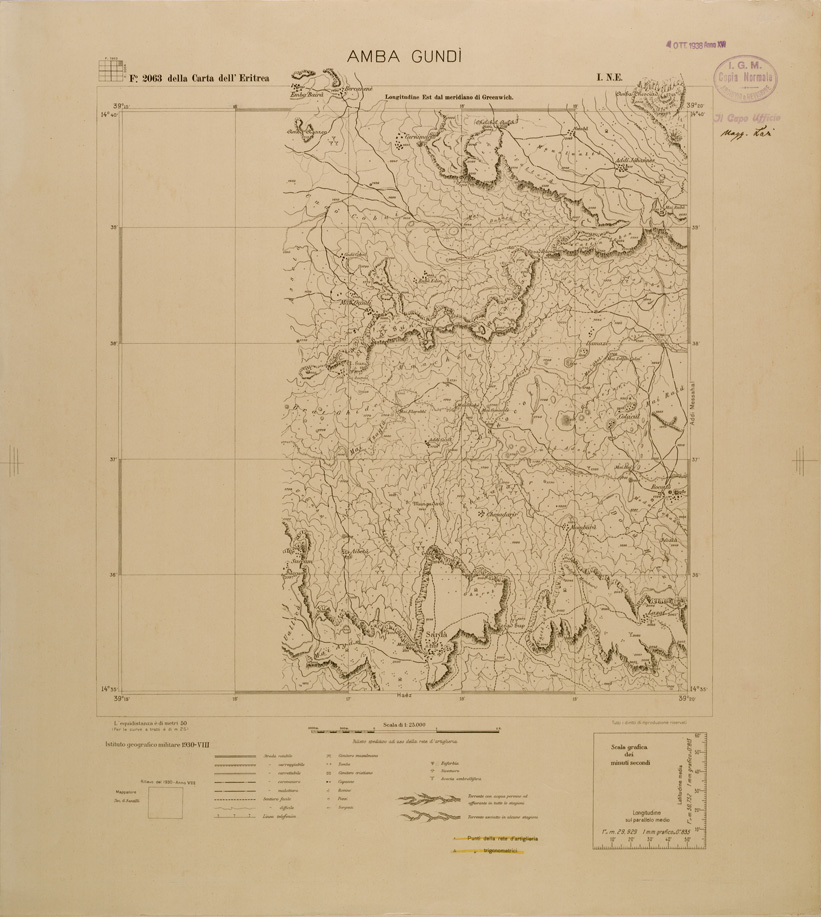 (N:29669) CARTA DELL'ERITREA - FOGLIO 2063 I NE - AMBA GUNDI (SE003558) Carte e stampe antiche: riproduzione a colori su carta (formato A1)