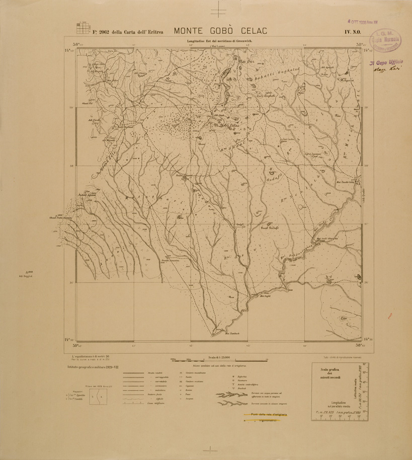 (N:29671) CARTA DELL'ERITREA - FOGLIO 2062 IV NO - MONTE GOBO CECAL (SE003559) Carte e stampe antiche: riproduzione a colori su carta (formato A1)