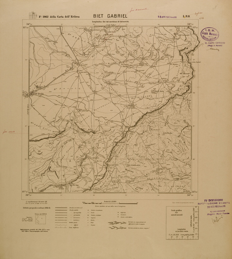 (N:29675) CARTA DELL'ERITREA - FOGLIO 2062 I NO - BIET GABRIEL (SE003562) Carte e stampe antiche: riproduzione a colori su carta (formato A1)