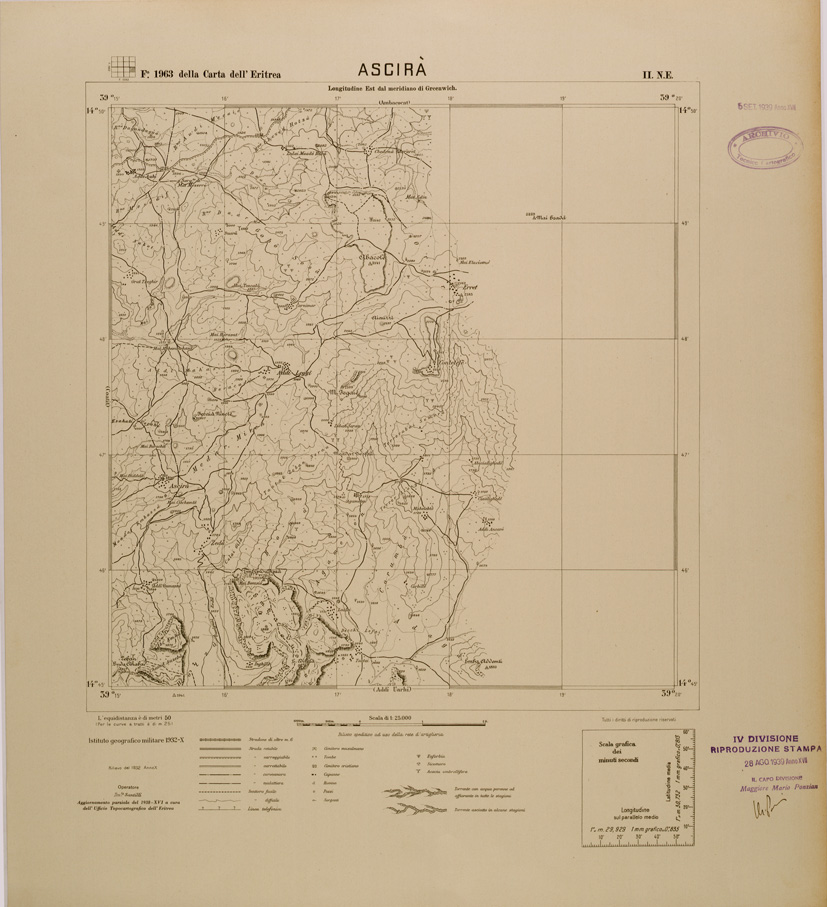 (N:29685) CARTA DELL'ERITREA - FOGLIO 1963 II NE - ASCIRA (SE003571) Carte e stampe antiche: riproduzione a colori su carta (formato A1)