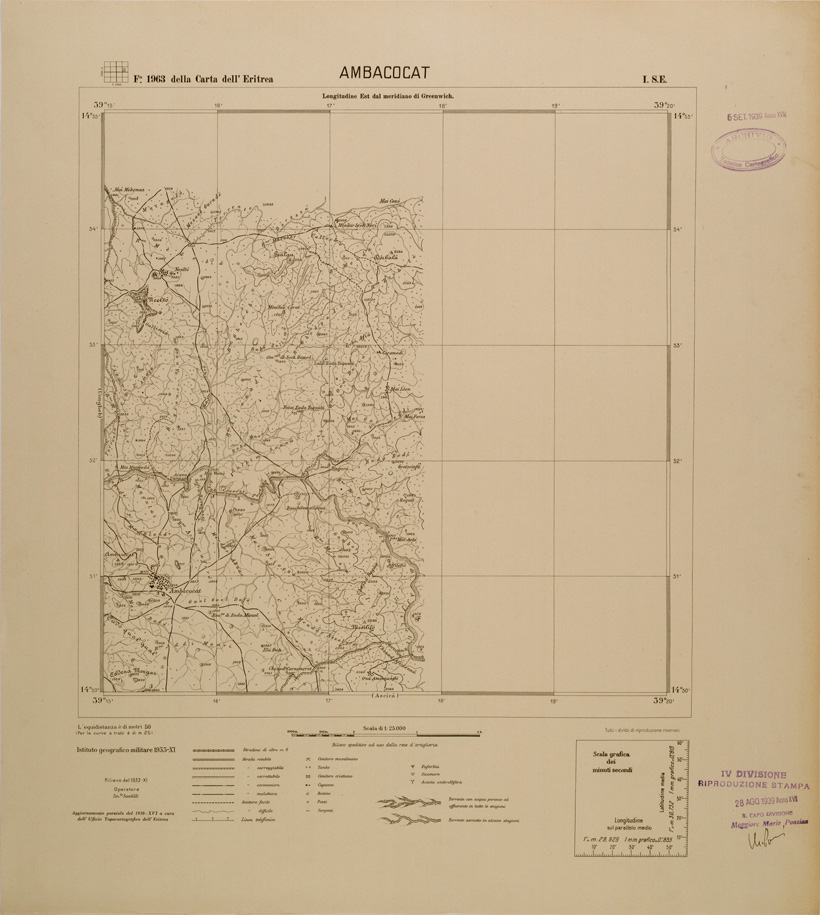 (N:29687) CARTA DELL'ERITREA - FOGLIO 1963 I SE - AMBACOCAT (SE003573) Carte e stampe antiche: riproduzione a colori su carta (formato A1)