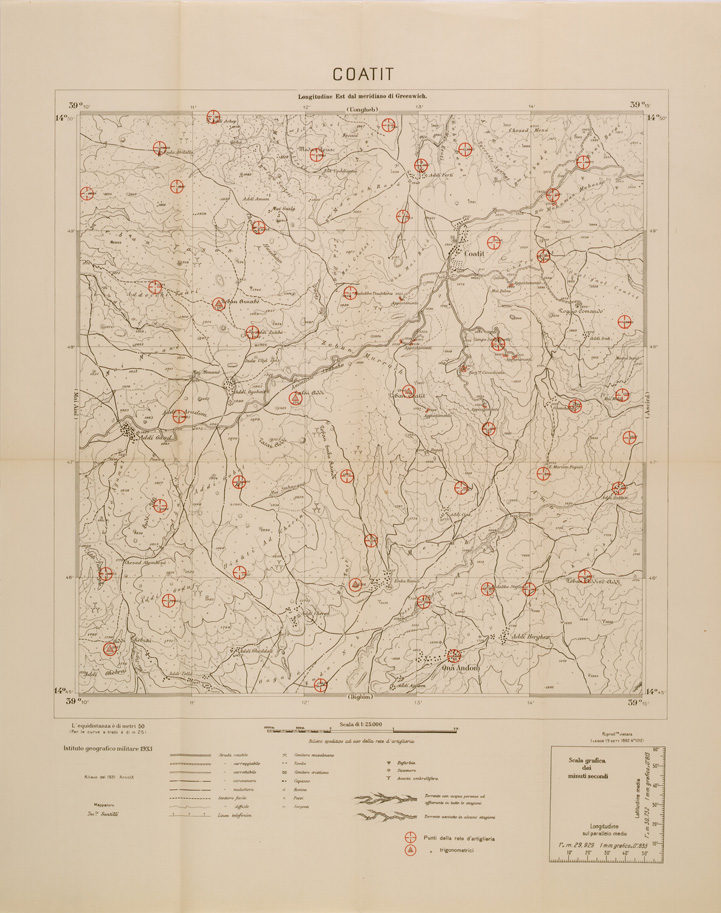 (N:29718) CARTA DELL'ERITREA - FOGLIO 1963 II NO - COATIT - COPIA CON I PUNTI D'ARTIGLIERIA (SE003597) Carte e stampe antiche: riproduzione a colori su carta (formato A1)