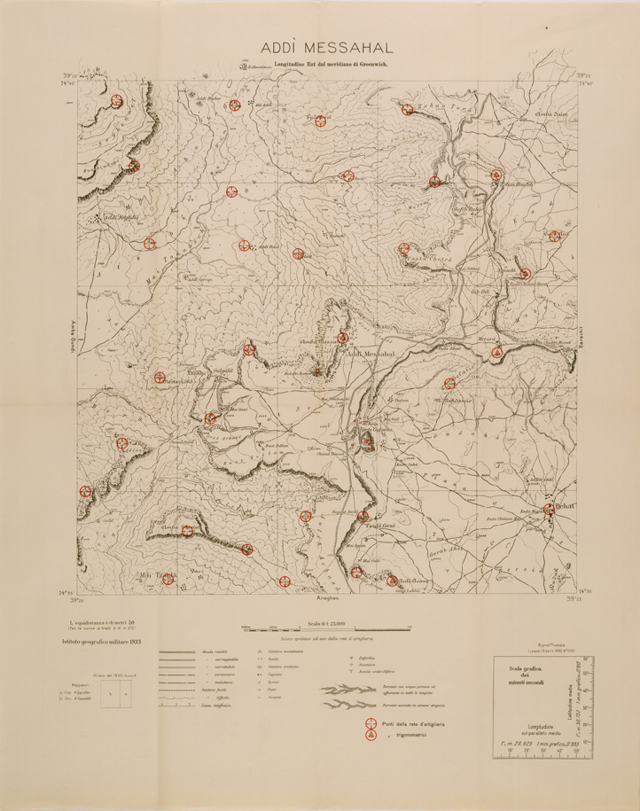 (N:29731) CARTA DELL'ERITREA - FOGLIO 2064 IV NO - ADDI MESSAHAL - COPIA CON I PUNTI D'ARTIGLIERIA IN ROSSO (SE003608) Carte e stampe antiche: riproduzione a colori su carta (formato A1)