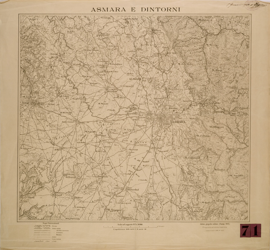 (N:29733) ASMARA E DINTORNI (SE003609) Carte e stampe antiche: riproduzione a colori su carta (formato A1)