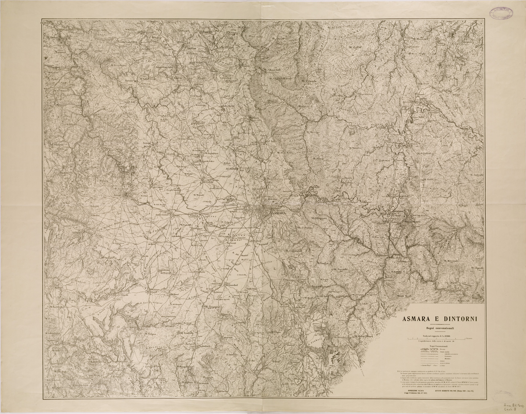 (N:29734) ASMARA E DINTORNI (SE003610) Carte e stampe antiche: riproduzione a colori su carta (formato A1)