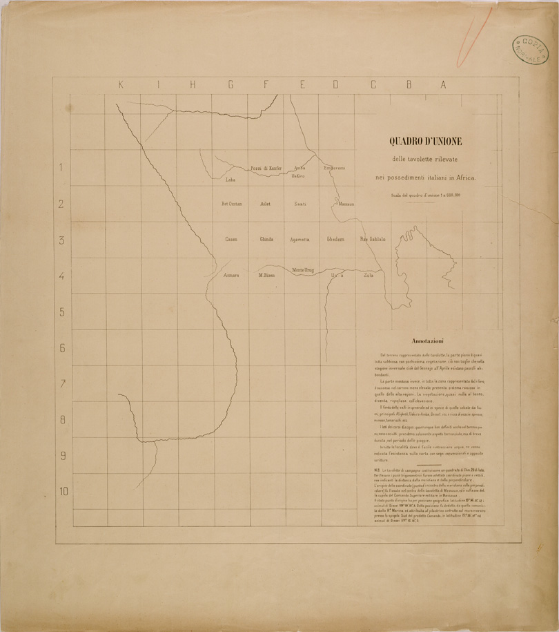 (N:29735) CARTA DELLA COLONIA ERITREA - QUADRO D'UNIONE (SE003612) Carte e stampe antiche: riproduzione a colori su carta (formato A1)
