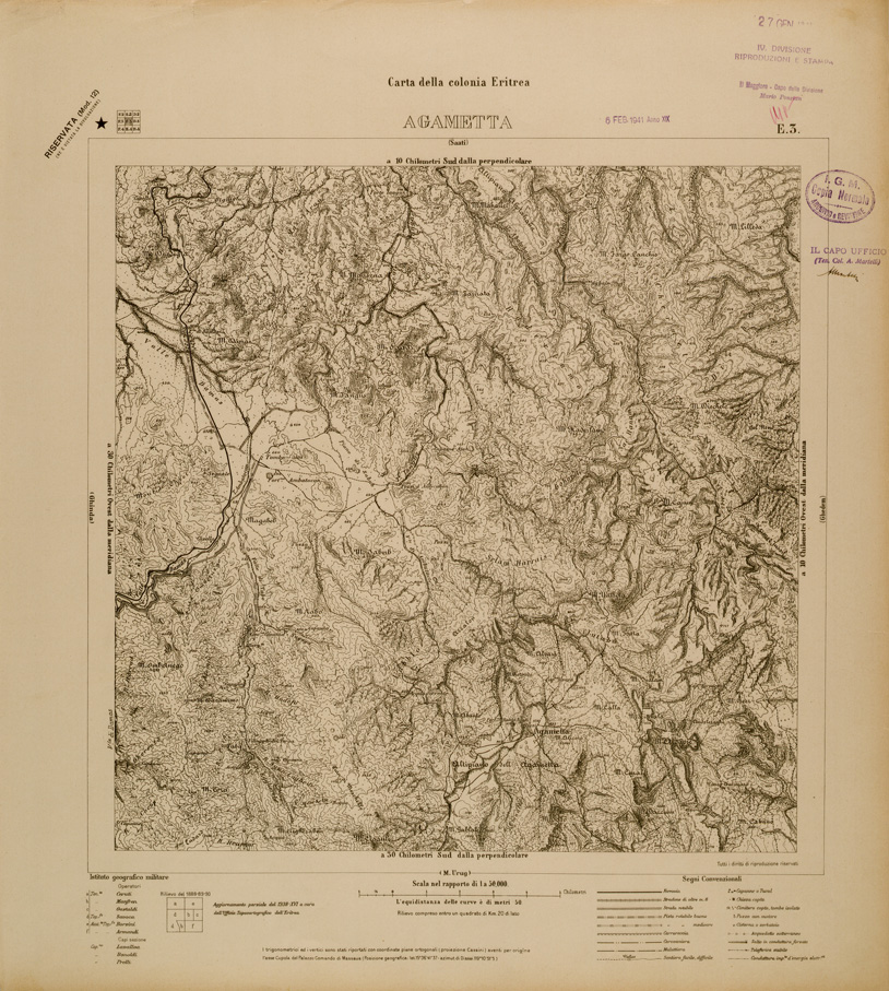 (N:29745) CARTA DELLA COLONIA ERITREA - FOGLIO E3 - AGAMETTA (SE003620) Carte e stampe antiche: riproduzione a colori su carta (formato A1)