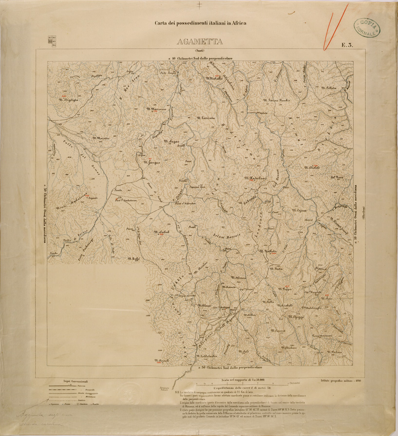(N:29783) CARTA DEI POSSEDIMENTI ITALIANI IN AFRICA - FOGLIO E3 - AGAMETTA (SE003644) Carte e stampe antiche: riproduzione a colori su carta (formato A1)