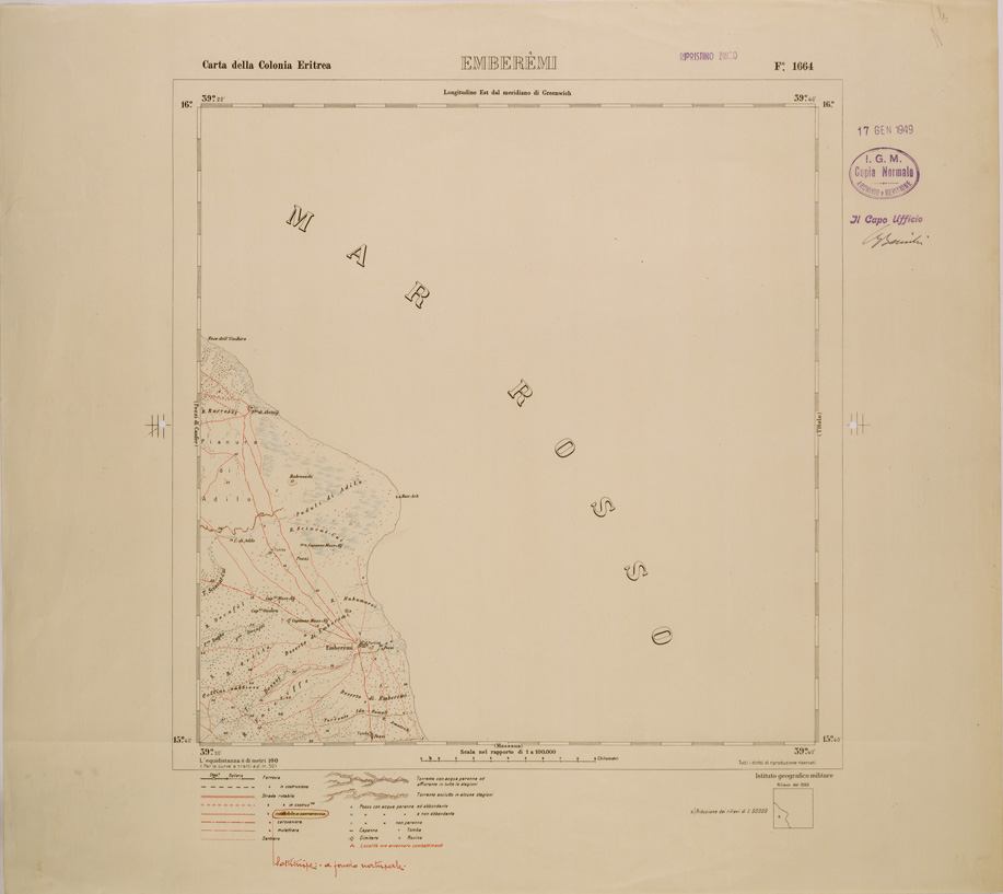 (N:29802) CARTA TOPOGRAFICA DELLA COLONIA ERITREA - FOGLIO 1664 - EMBEREMI (SE003663) Carte e stampe antiche: riproduzione a colori su carta (formato A1)