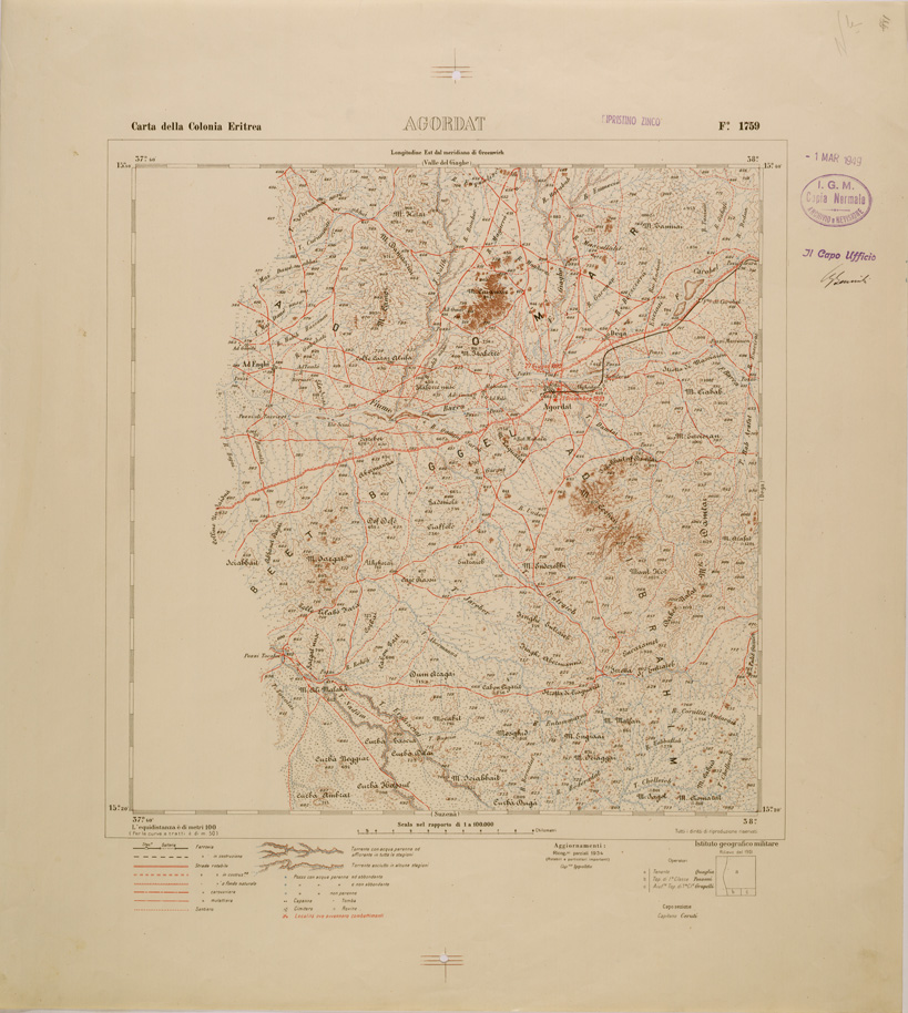 (N:29803) CARTA TOPOGRAFICA DELLA COLONIA ERITREA - FOGLIO 1759 - AGORDAT (SE003664) Carte e stampe antiche: riproduzione a colori su carta (formato A1)