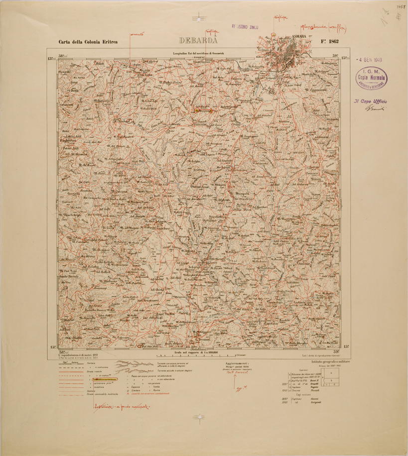 (N:29814) CARTA TOPOGRAFICA DELLA COLONIA ERITREA - FOGLIO 1862 - DEBAROA (SE003675) Carte e stampe antiche: riproduzione a colori su carta (formato A1)