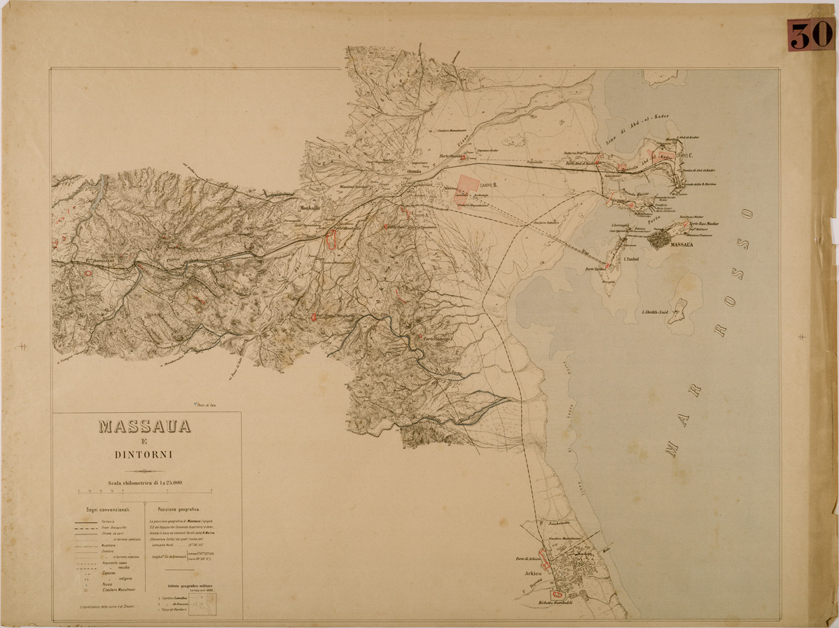 (N:29849) MASSAUA E DINTORNI (SE003712) Carte e stampe antiche: riproduzione a colori su carta (formato A1)