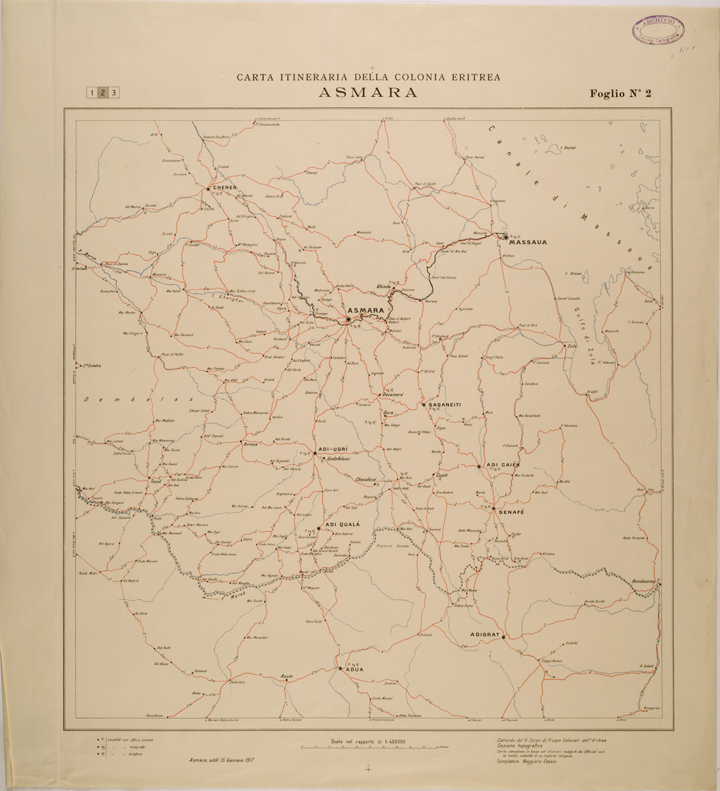 (N:29865) CARTA ITINERARIA DELLA COLONIA ERITREA - FOGLIO 2 - ASMARA (SE003728) Carte e stampe antiche: riproduzione a colori su carta (formato A1)