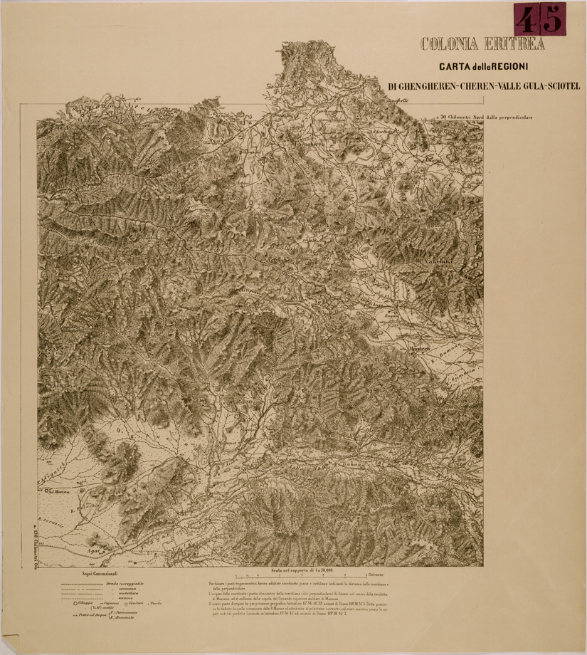 (N:29873) COLONIA ERITREA CARTA DELLE REGIONI DI GHENGHEREN CHEREN VALLE GULA SCIOTEL CARTA 1 (SE003736) Carte e stampe antiche: riproduzione a colori su carta (formato A1)