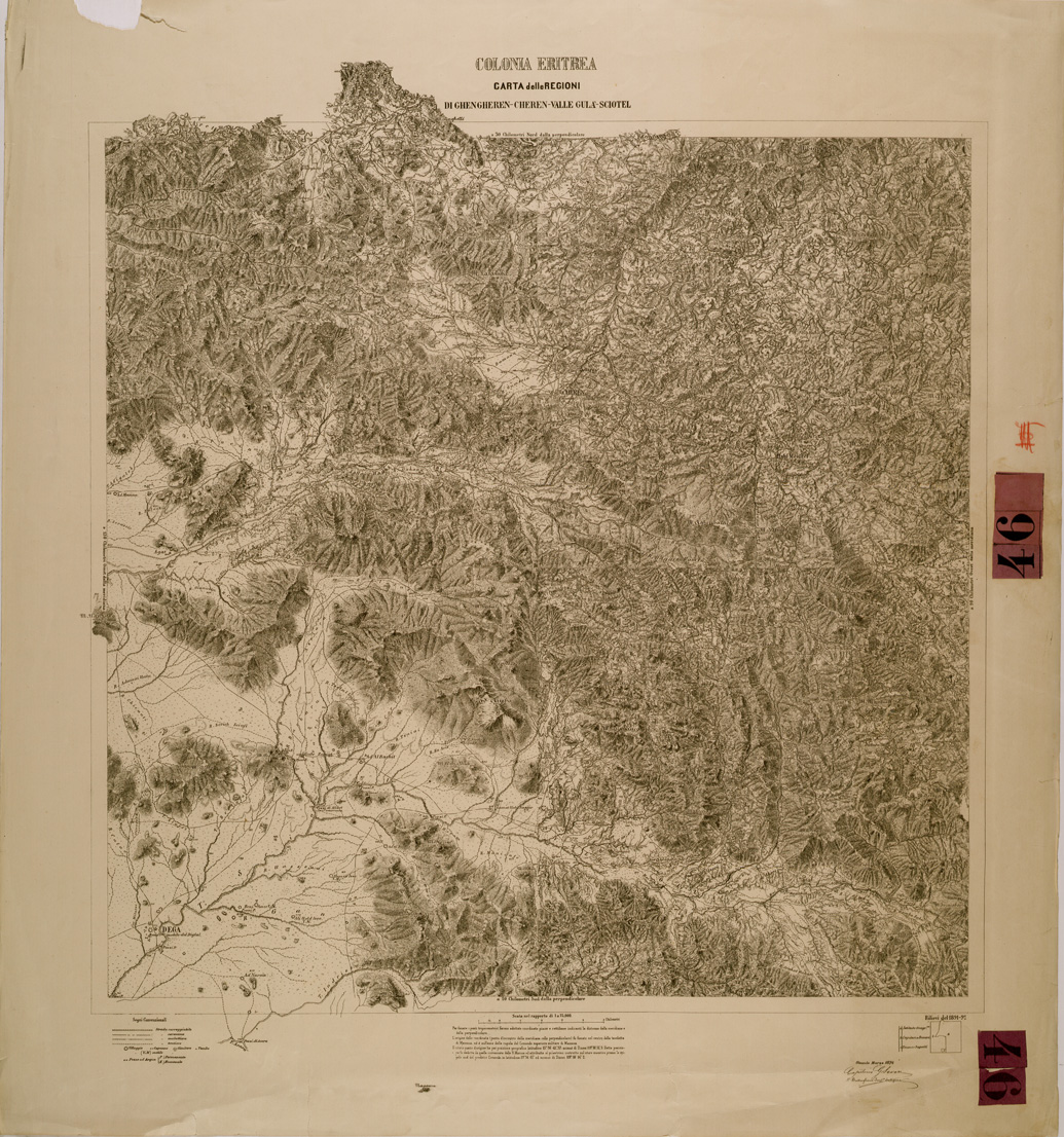 (N:29877) COLONIA ERITREA CARTA DELLE REGIONI DI GHENGHEREN CHEREN VALLE GULA SCIOTEL COPIA RIDOTTA AL 75.000 (SE003740) Carte e stampe antiche: riproduzione a colori su carta (formato A1)