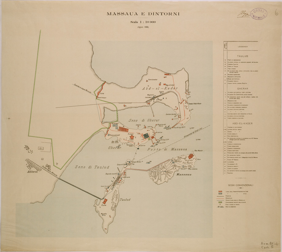 (N:29889) MASSAUA E DINTORNI (SE003752) Carte e stampe antiche: riproduzione a colori su carta (formato A1)