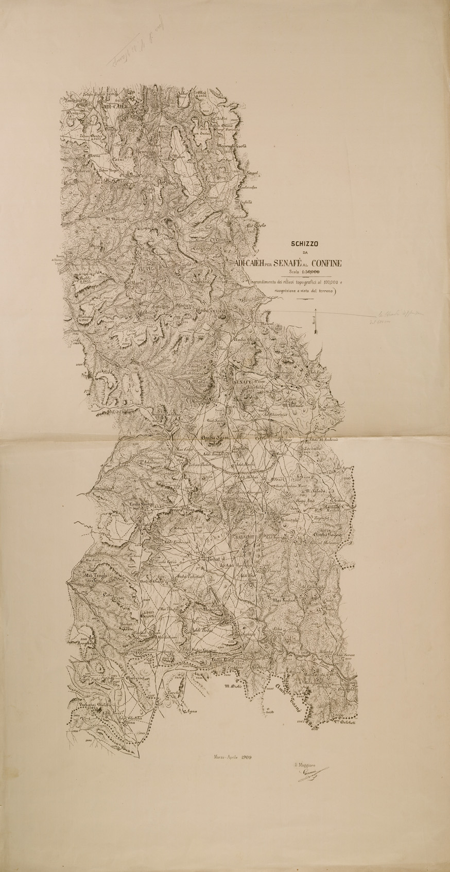 (N:29890) SCHIZZO DA ADI CAIEH PER SENAFE AL CONFINE (SE003753) Carte e stampe antiche: riproduzione a colori su carta (formato A1)