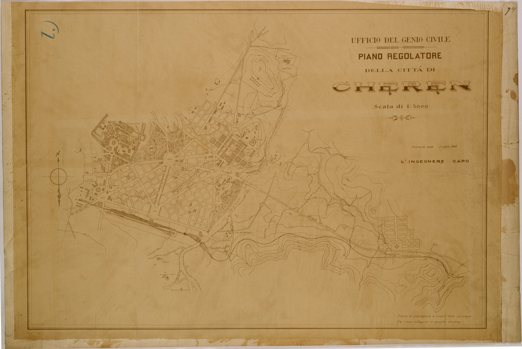 (N:29896) PIANO REGOLATORE DELLA CITTA DI CHEREN (SE003760) Carte e stampe antiche: riproduzione a colori su carta (formato A1)
