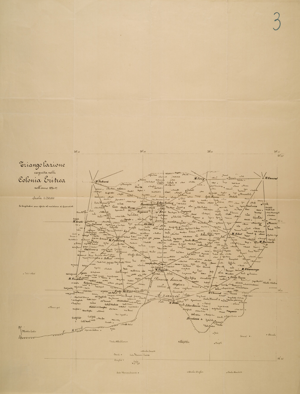 (N:29927) TRIANGOLAZIONE ESEGUITA NELLA COLONIA ERITREA (SE003794) Carte e stampe antiche: riproduzione a colori su carta (formato A1)