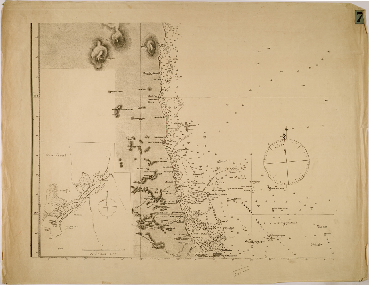 (N:29934) PORT SAWAKIN (SE003801) Carte e stampe antiche: riproduzione a colori su carta (formato A1)
