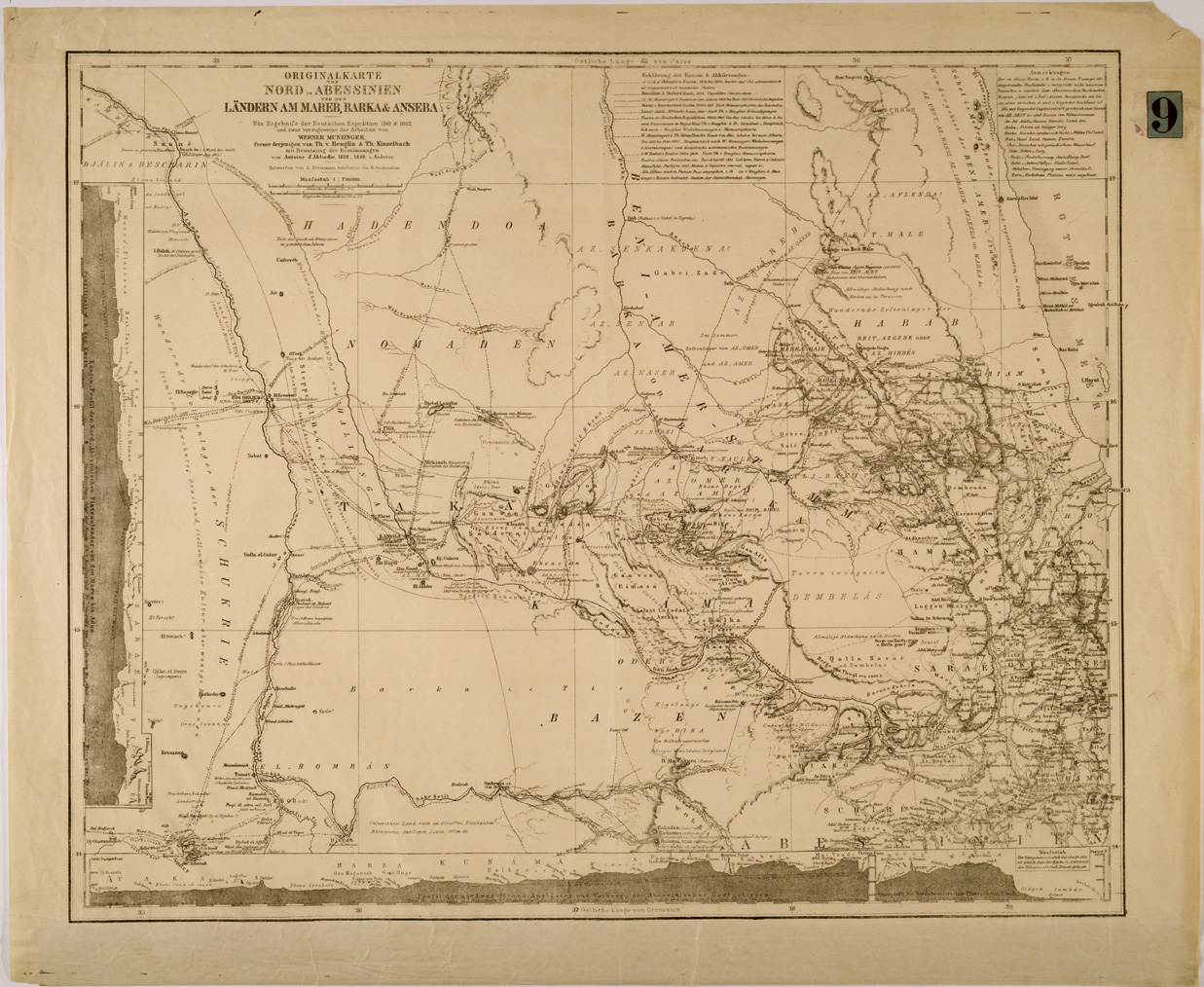 (N:29936) ORIGINALKARTE VON NORD ABESSINIEN LANDERN AM MAREB BARKA ANSEBA (SE003803) Carte e stampe antiche: riproduzione a colori su carta (formato A1)