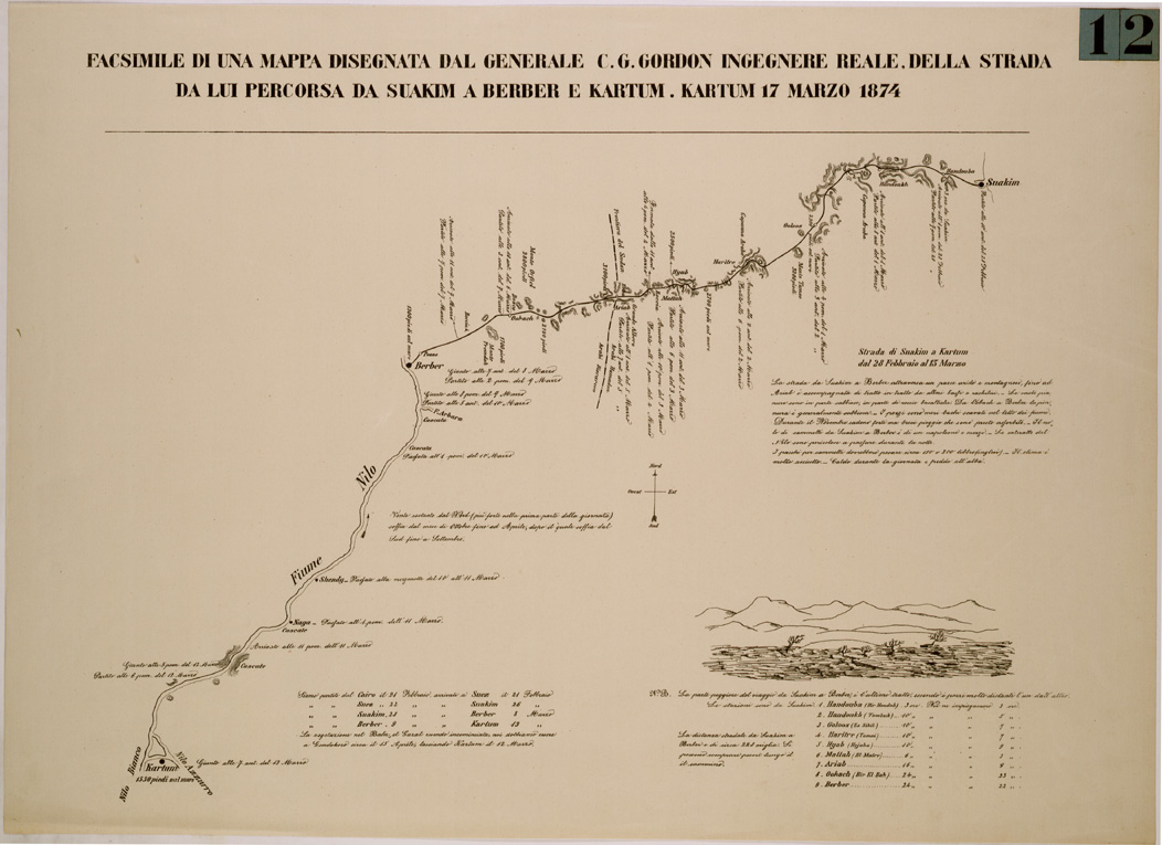 (N:29939) STRADA DA SUAKIM A BERBER E KARTUM (SE003806) Carte e stampe antiche: riproduzione a colori su carta (formato A1)