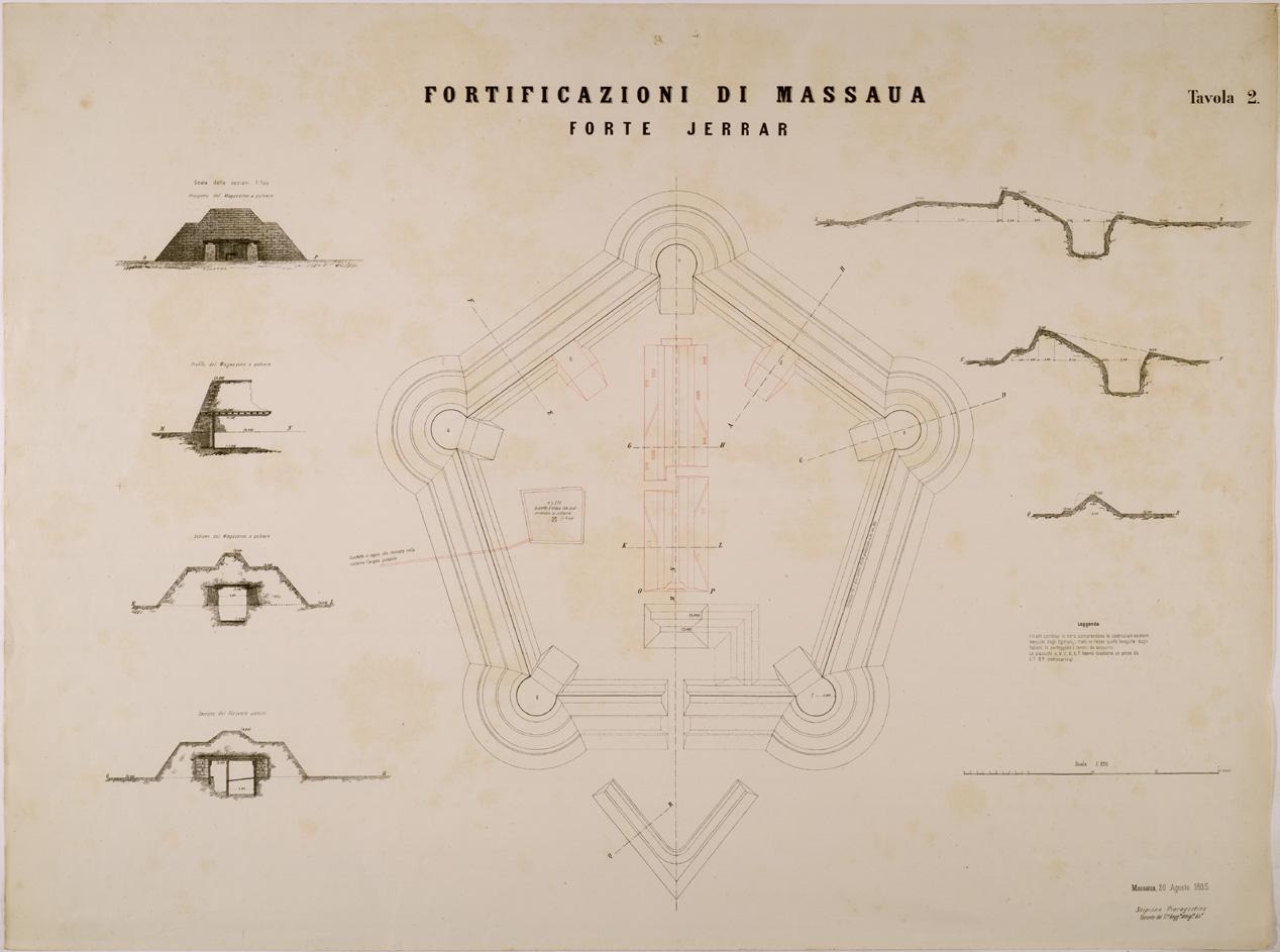 (N:29976) FORTIFICAZIONI DI MASSAUA TAV 2 FORTE JERRAR (SE003846) Carte e stampe antiche: riproduzione a colori su carta (formato A1)