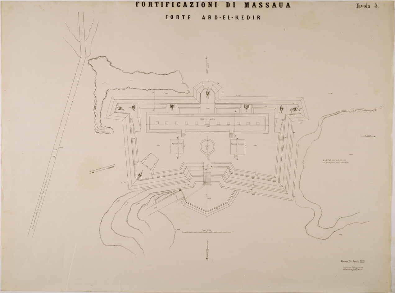 (N:29979) FORTIFICAZIONI DI MASSAUA TAV 5 FORTE ABD EL KEDIR (SE003849) Carte e stampe antiche: riproduzione a colori su carta (formato A1)
