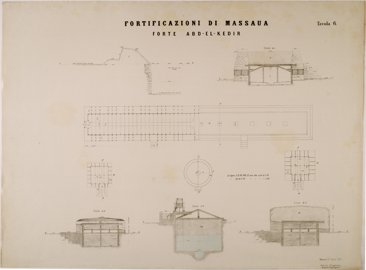 (N:29980) FORTIFICAZIONI DI MASSAUA TAV 6 FORTE ABD EL KEDIR (SE003850) Carte e stampe antiche: riproduzione a colori su carta (formato A1)