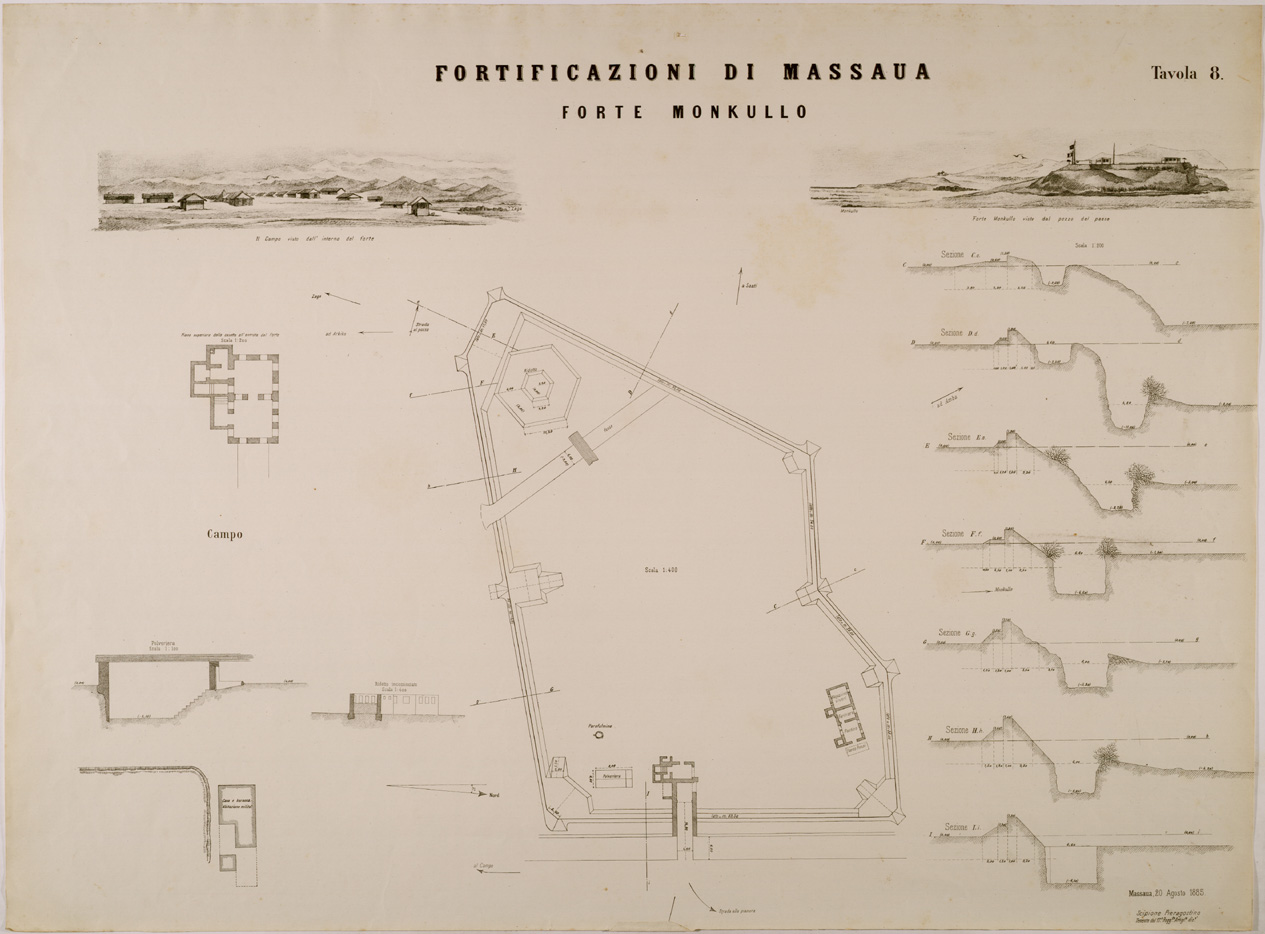 (N:29982) FORTIFICAZIONI DI MASSAUA TAV 8 FORTE MONKULLO (SE003852) Carte e stampe antiche: riproduzione a colori su carta (formato A1)