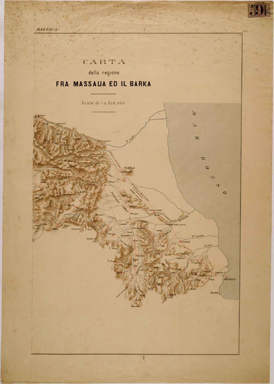 (N:29990) CARTA DELLA REGIONE FRA MASSAUA ED IL BARKA - FOGLIO 3 - MASSAUA (SE003860) Carte e stampe antiche: riproduzione a colori su carta (formato A1)