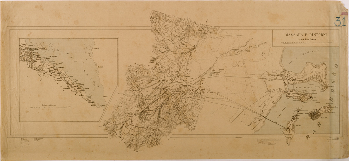 (N:30010) MASSAUA E DINTORNI (SE003881) Carte e stampe antiche: riproduzione a colori su carta (formato A1)